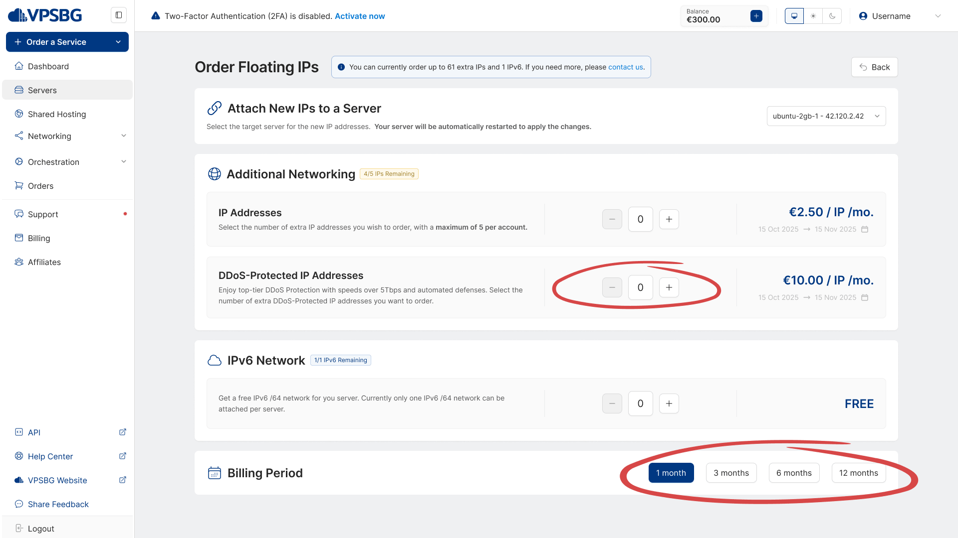 choose billing period