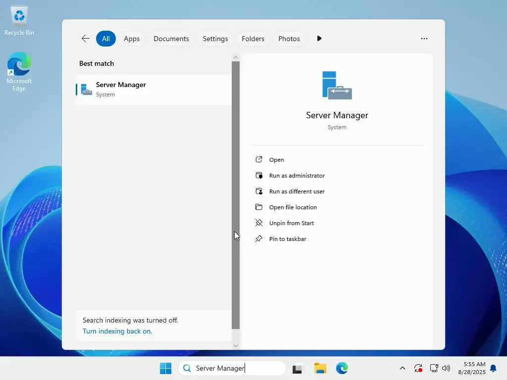 open server manager
