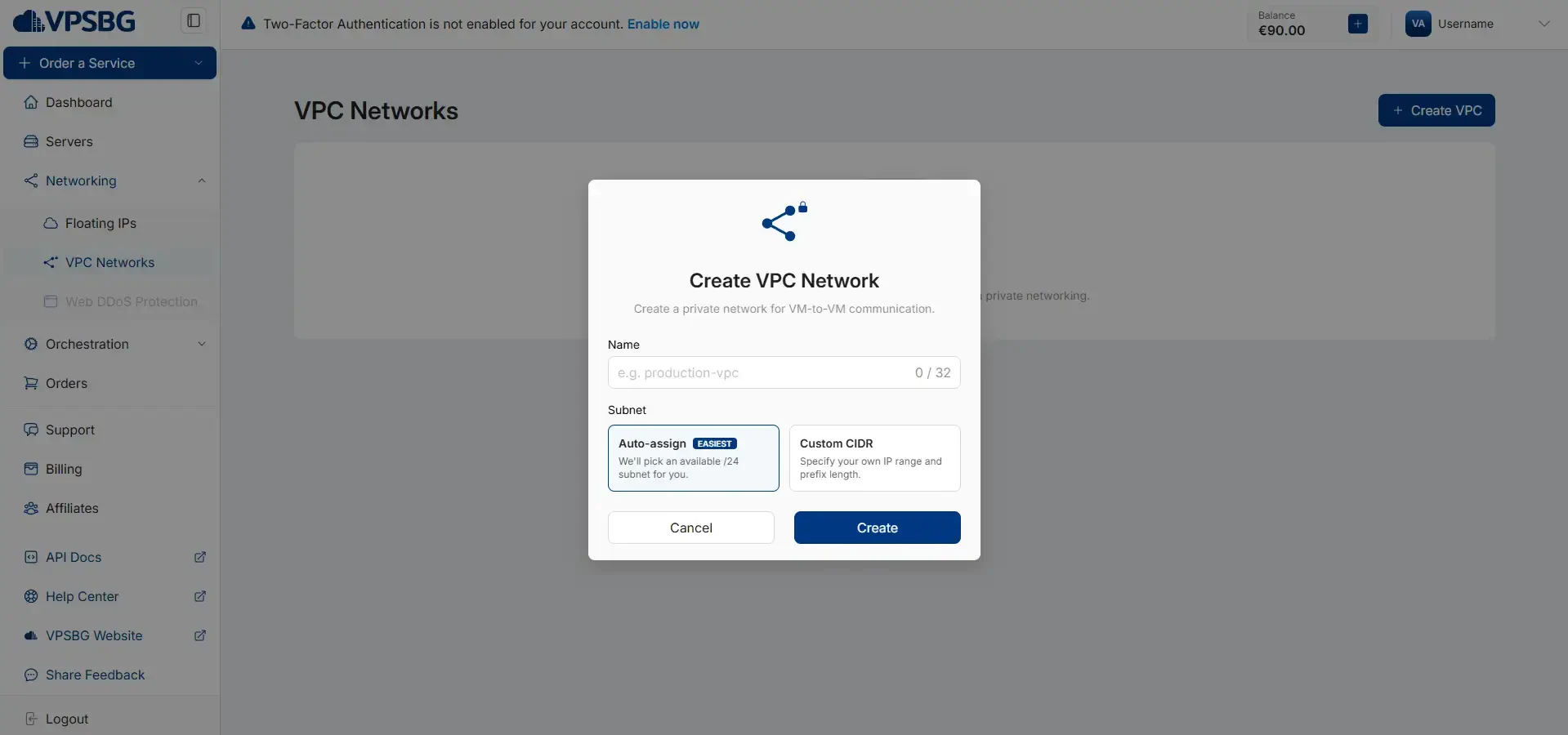 vpc modal