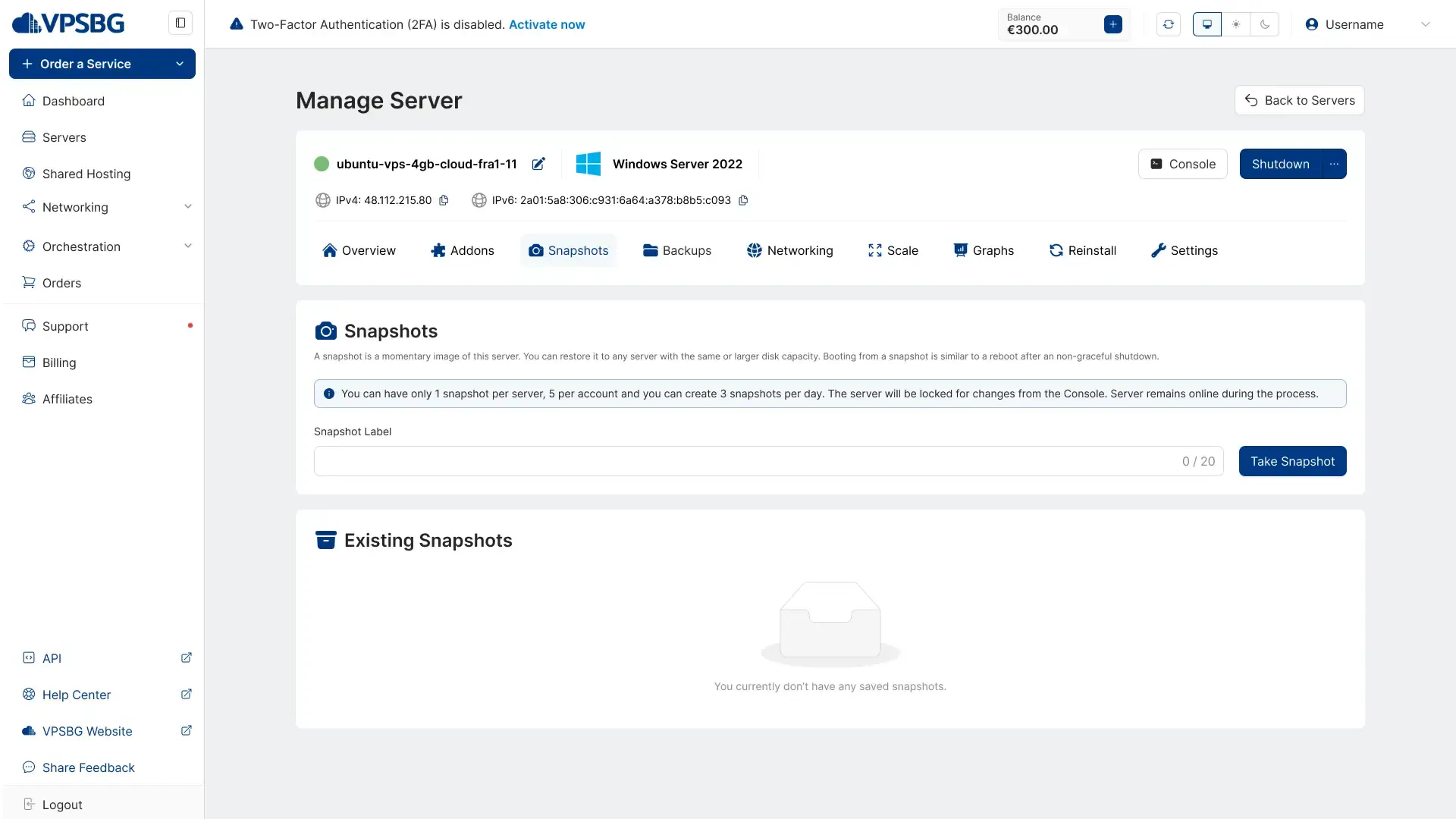 snapshots page