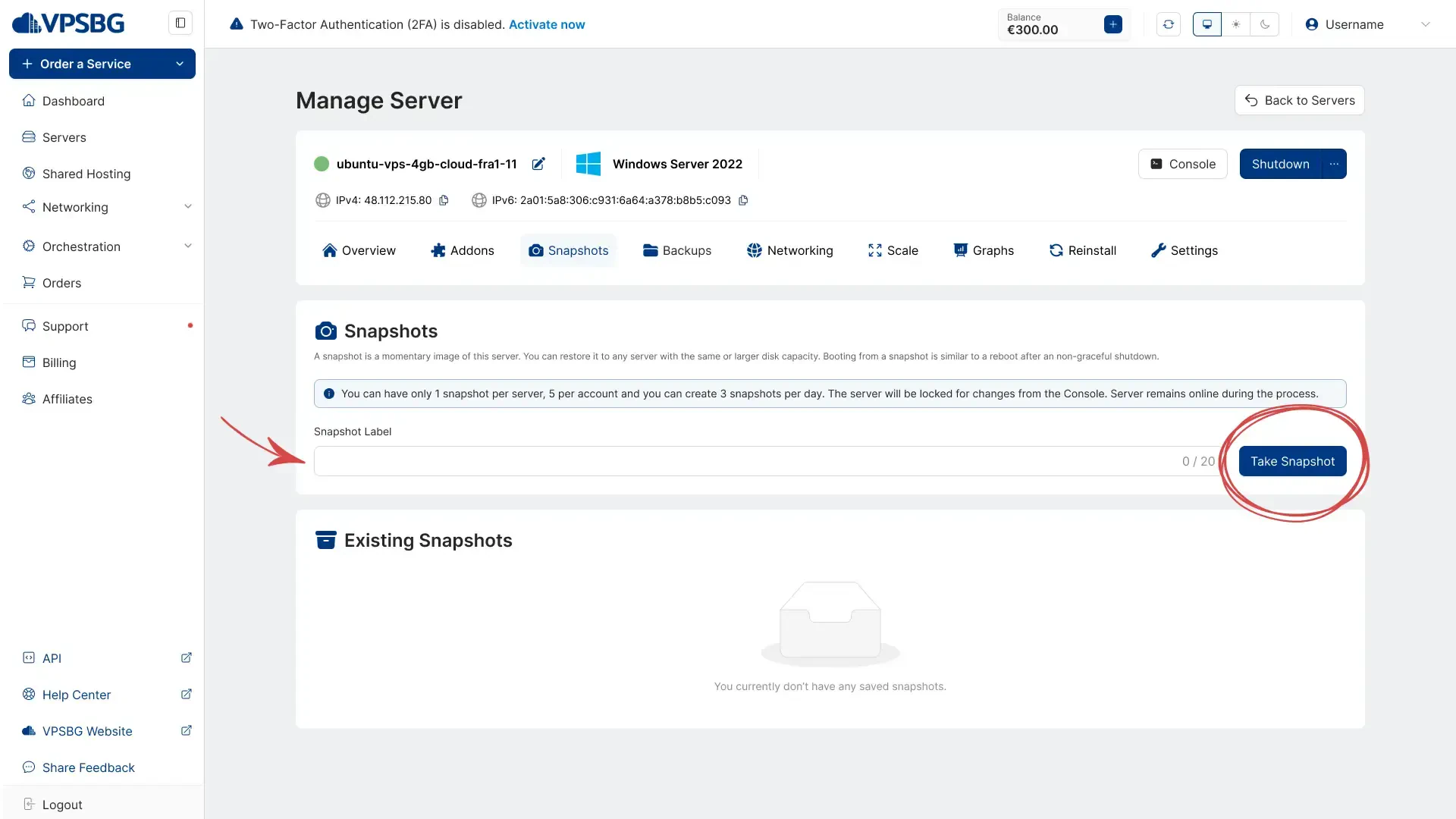 take snapshot